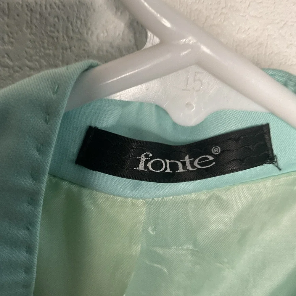 Fonte Mint Green Wool Blazer Mens Size 48 Gold‎ Embroidery Mandarin Stand Collar